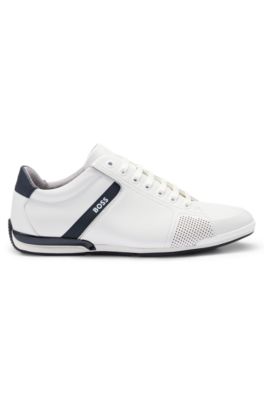 Leather trainers with odour-control lining, White