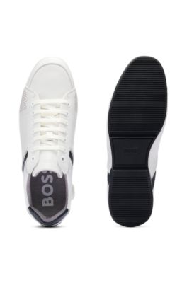 Leather trainers with odour-control lining, White