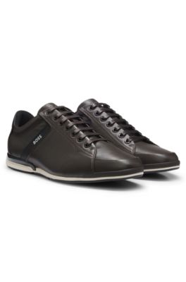Leather trainers with odour-control lining, Dark Brown