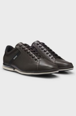 Leather trainers with odour-control lining, Dark Brown