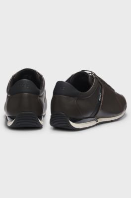 Leather trainers with odour-control lining, Dark Brown
