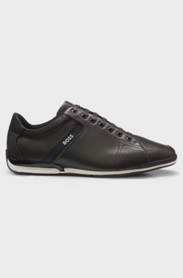 Leather trainers with odour-control lining, Dark Brown