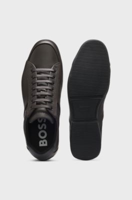 Leather trainers with odour-control lining, Dark Brown