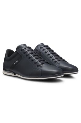 Leather trainers with odour-control lining, Dark Blue