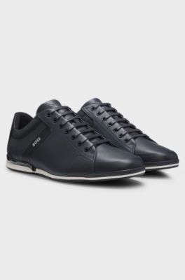 Leather trainers with odour-control lining, Dark Blue