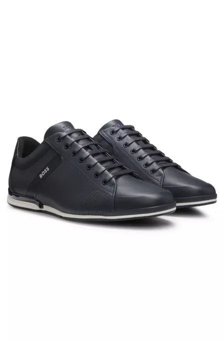 Leather trainers with odour-control lining