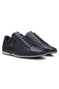 Leather trainers with odour-control lining, Dark Blue