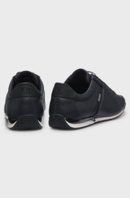 Leather trainers with odour-control lining, Dark Blue