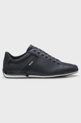 Leather trainers with odour-control lining, Dark Blue