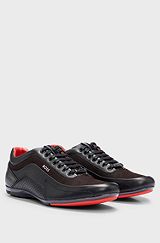 Nappa-leather trainers with carbon-fibre detailing, Black