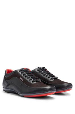 Hugo Boss Nappa leather Trainers With Carbon fibre Detailing In Black ModeSens