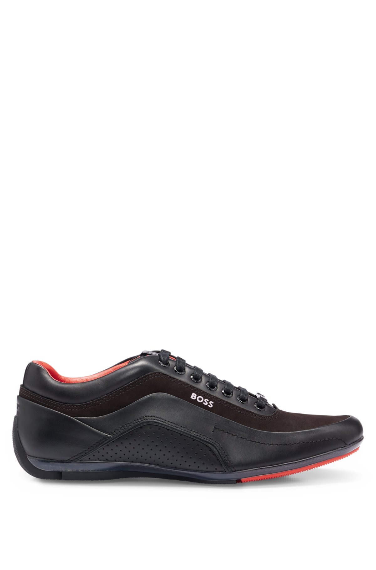 petrolero Ilustrar intencional BOSS - Nappa-leather trainers with carbon-fibre detailing