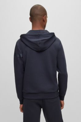 BOSS - Cotton-blend zip-up hoodie with logo stripe