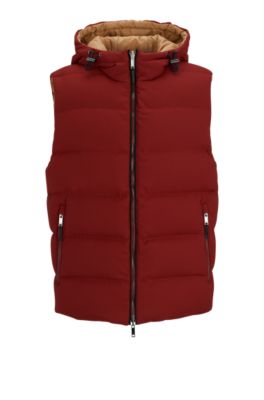 BOSS - Wool-blend hooded gilet with down filling