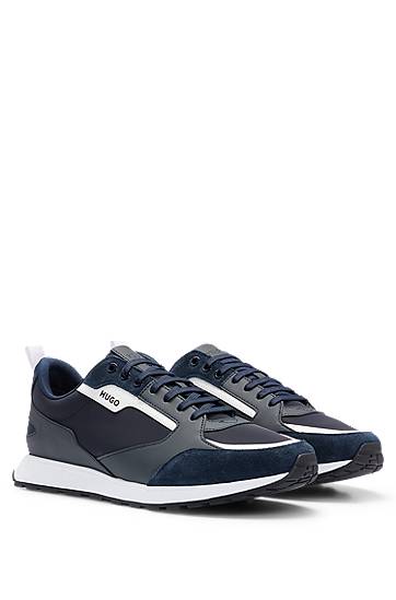 Mixed-material trainers with suede and mesh, Hugo boss