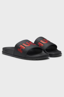 Slides with logo strap, Black