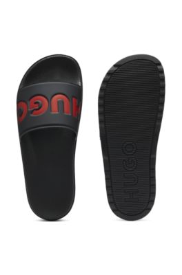 Slides with logo strap, Black