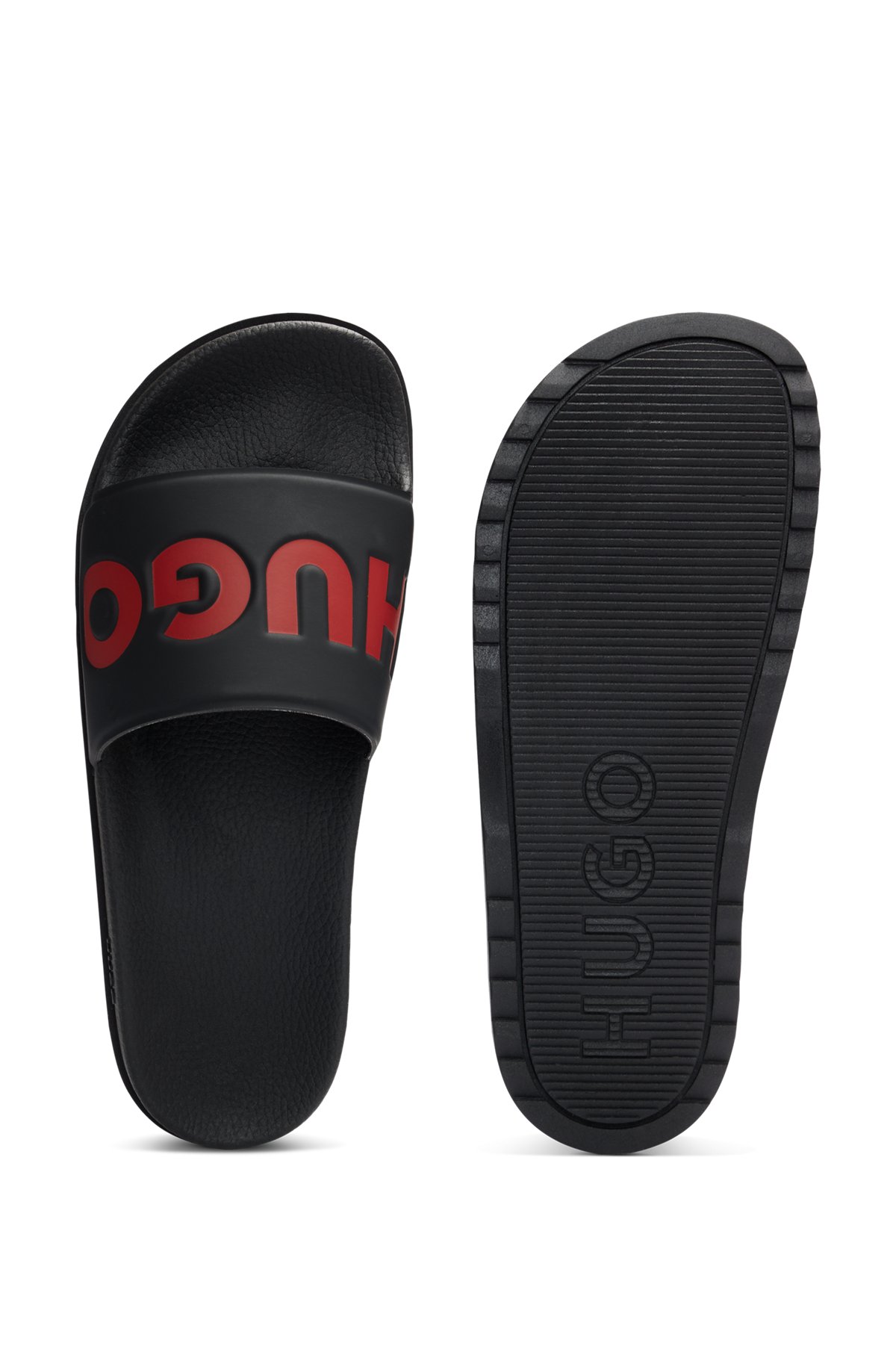 Slides with logo strap, Black