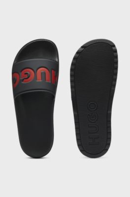 Slides with logo strap, Black