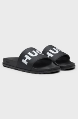 Slides with logo strap, Black