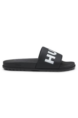 Slides with logo strap, Black