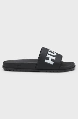 Slides with logo strap, Black