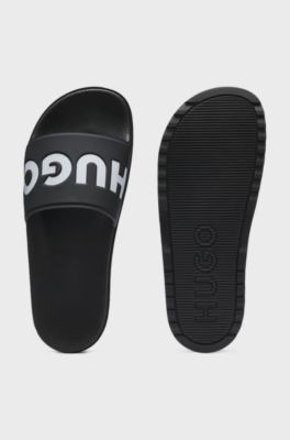 Slides with logo strap, Black
