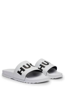 Hugo Slides With Logo Strap In White