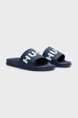 Slides with logo strap, Dark Blue