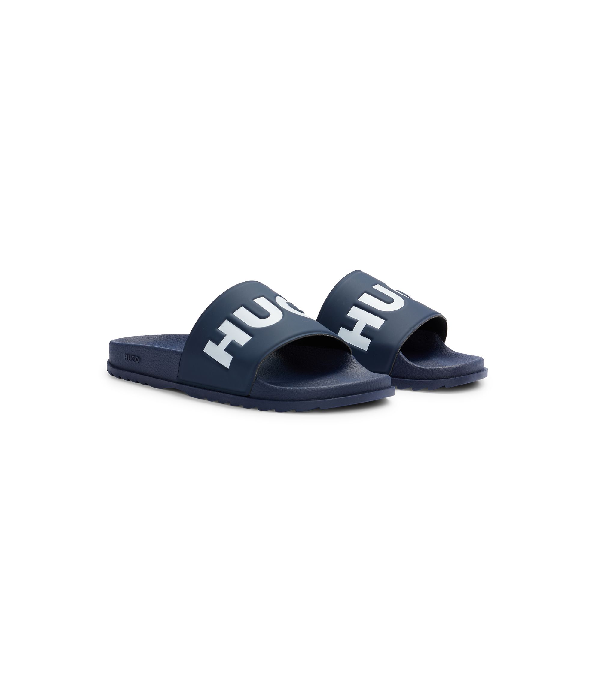 HUGO Slides with logo strap Dark Blue