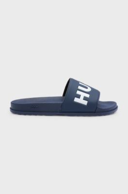 Slides with logo strap, Dark Blue
