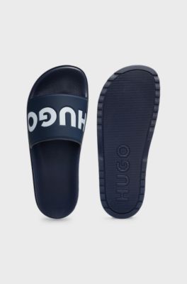 Slides with logo strap, Dark Blue