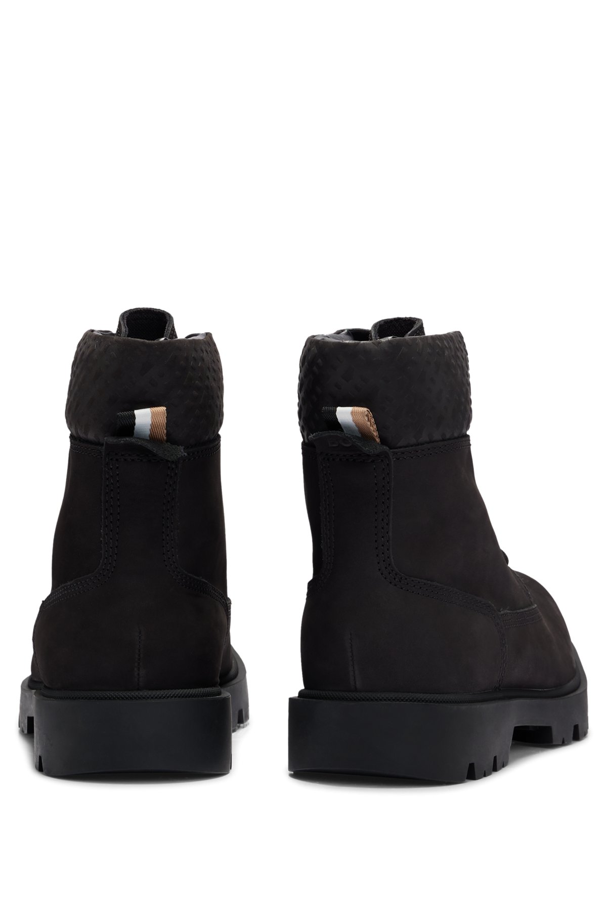 Nubuck half boots with tonal-monogram collar, Black