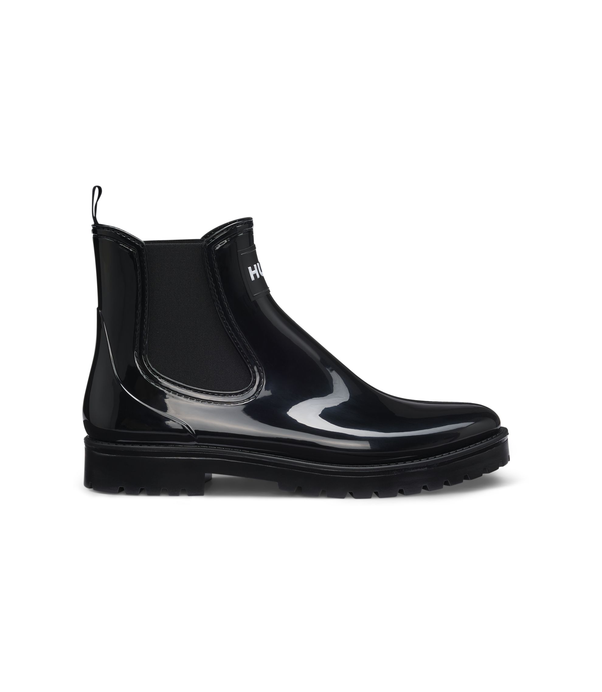 Hugo boss patent leather ombré boots HUGO - Half boots in leather with textured panels - Black main image 3