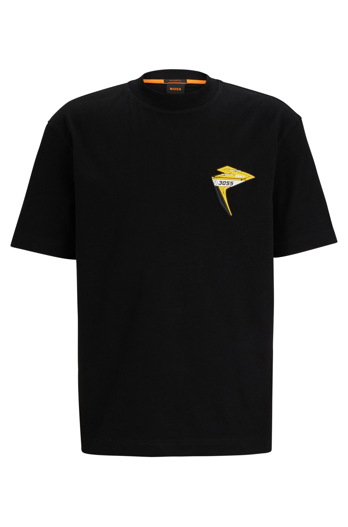BOSS - Cotton-jersey T-shirt with racing-inspired logo patch