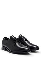Derby shoes in leather with embossed logo, Black