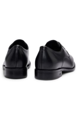 Leather Derby shoes with signature trims, Black