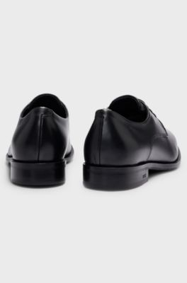 Leather Derby shoes with signature trims, Black