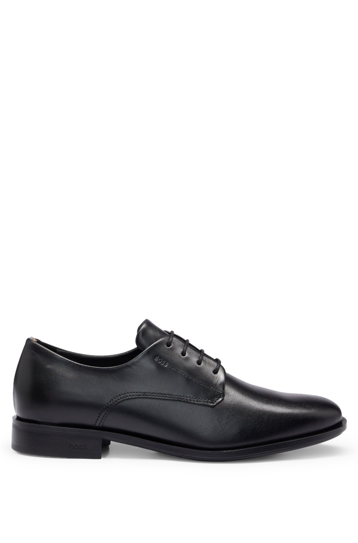 BOSS - Derby shoes in leather with embossed logo