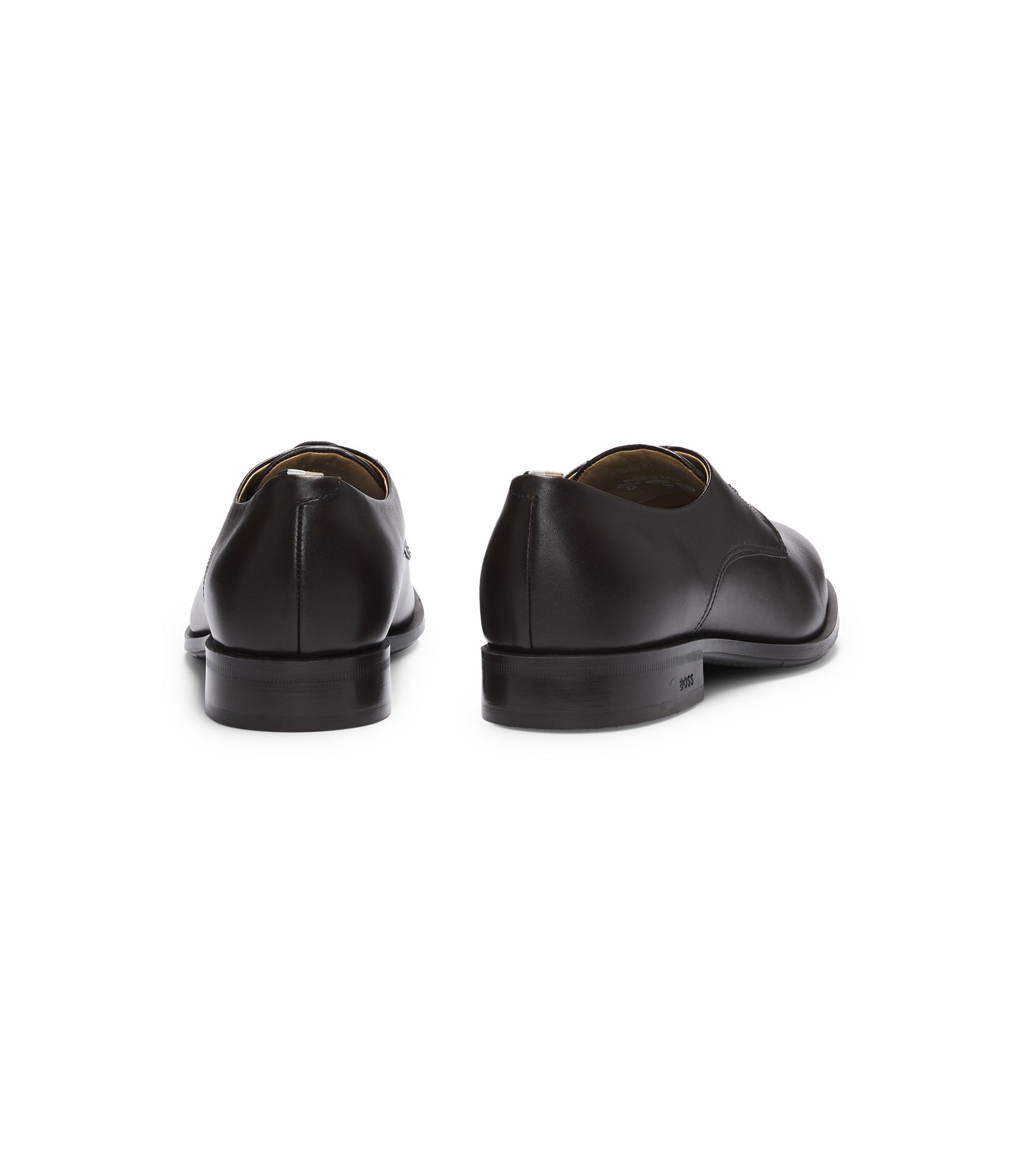 BOSS - Leather Derby shoes with signature trims - Dark Brown