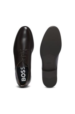 Derbys aus Leder mit Signature-Details, Dunkelbraun