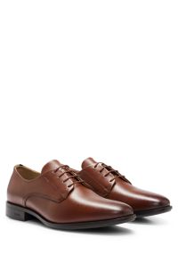 Leather Derby shoes with signature trims, Brown