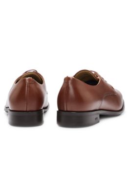 Leather Derby shoes with signature trims, Brown