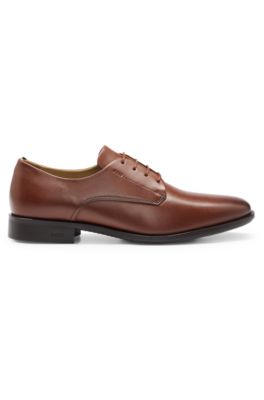 Leather Derby shoes with signature trims, Brown