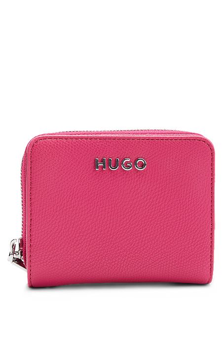 Grained ziparound wallet with logo lettering, Pink