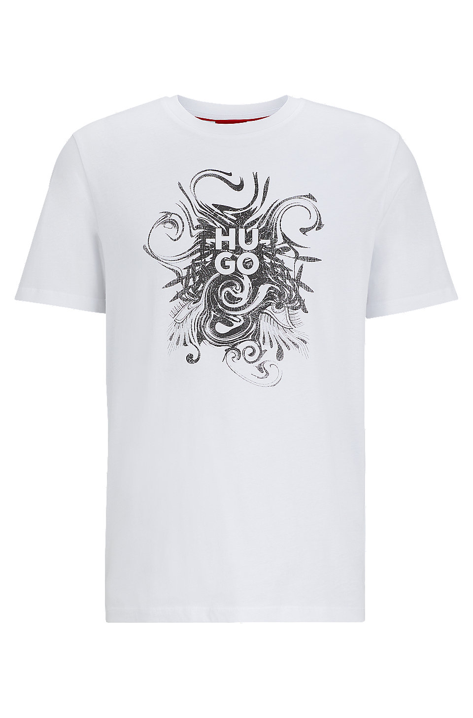HUGO - Cotton-jersey T-shirt with stacked-logo artwork