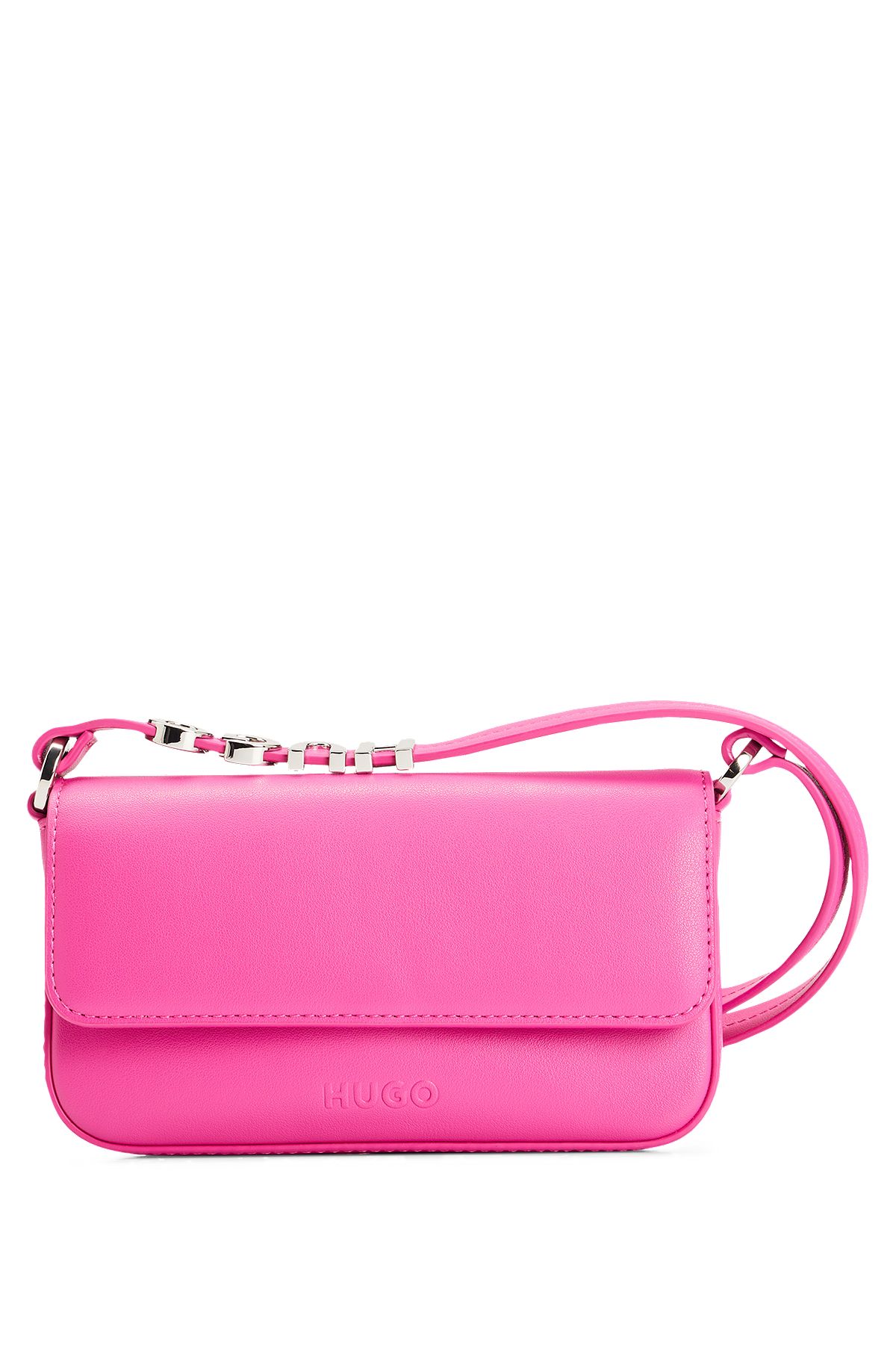 Smartphone-Tasche aus Kunstleder mit Logo-Detail am Riemen, Pink
