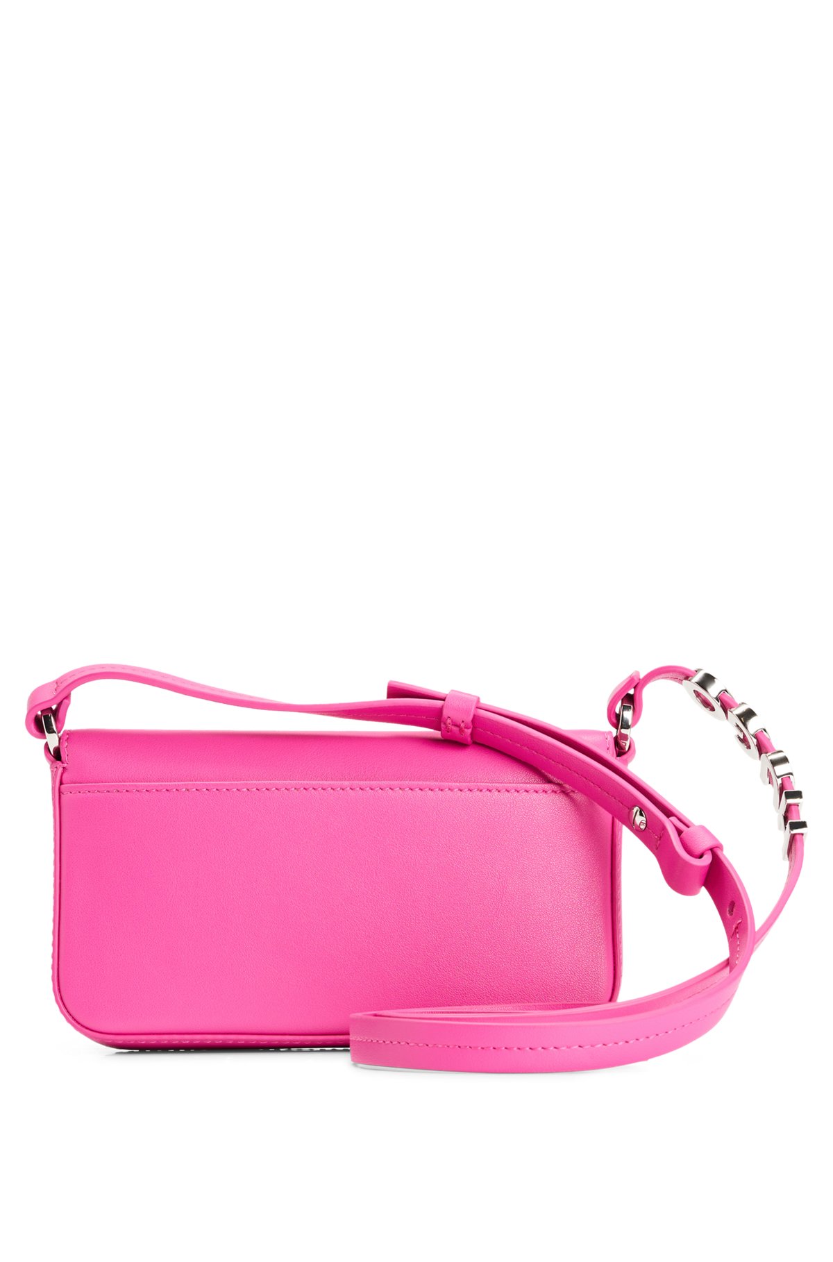 Faux-leather phone holder with logo-trimmed strap, Pink