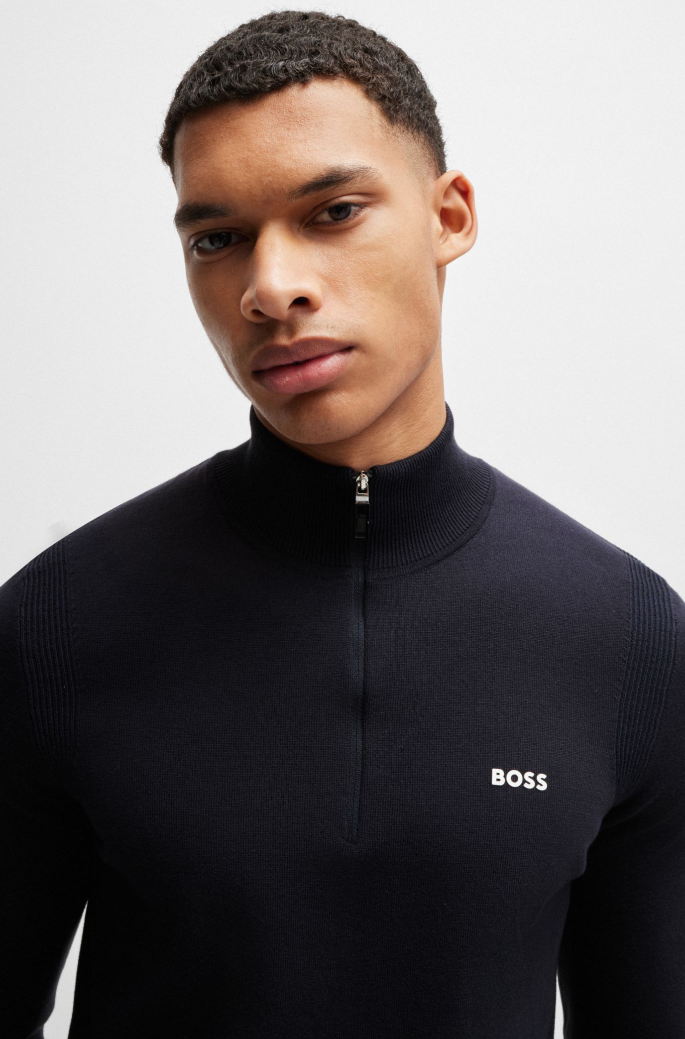 Hugo boss mens on sale full zip sweater