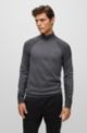 Cotton-blend zip-neck sweater with logo detail, Dark Grey